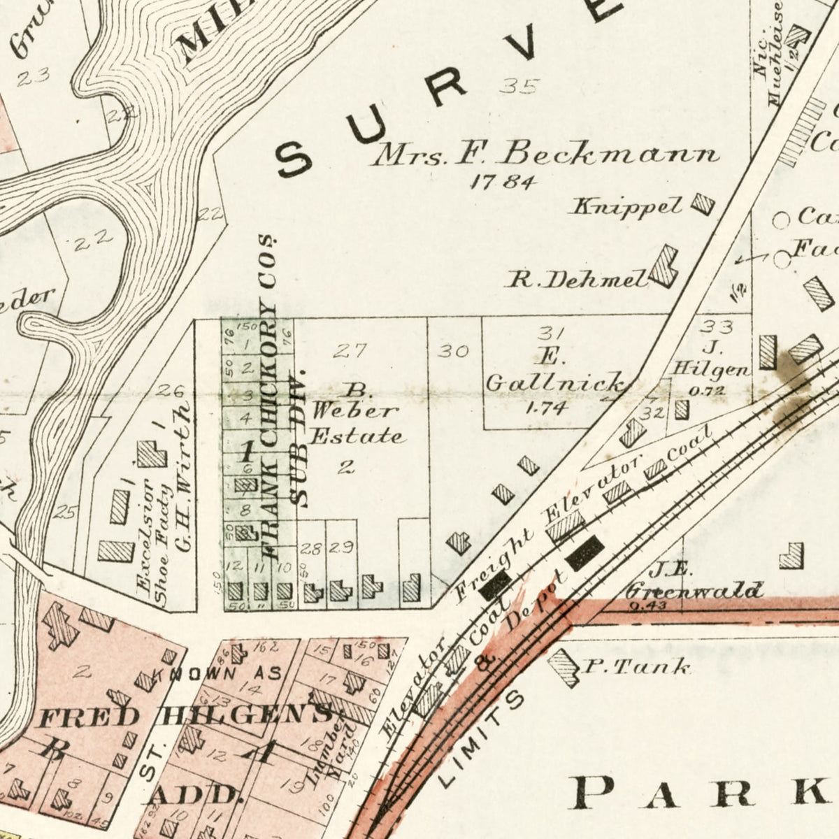 Restored historic details from the 1915 city map of Cedarburg, Wisconsin