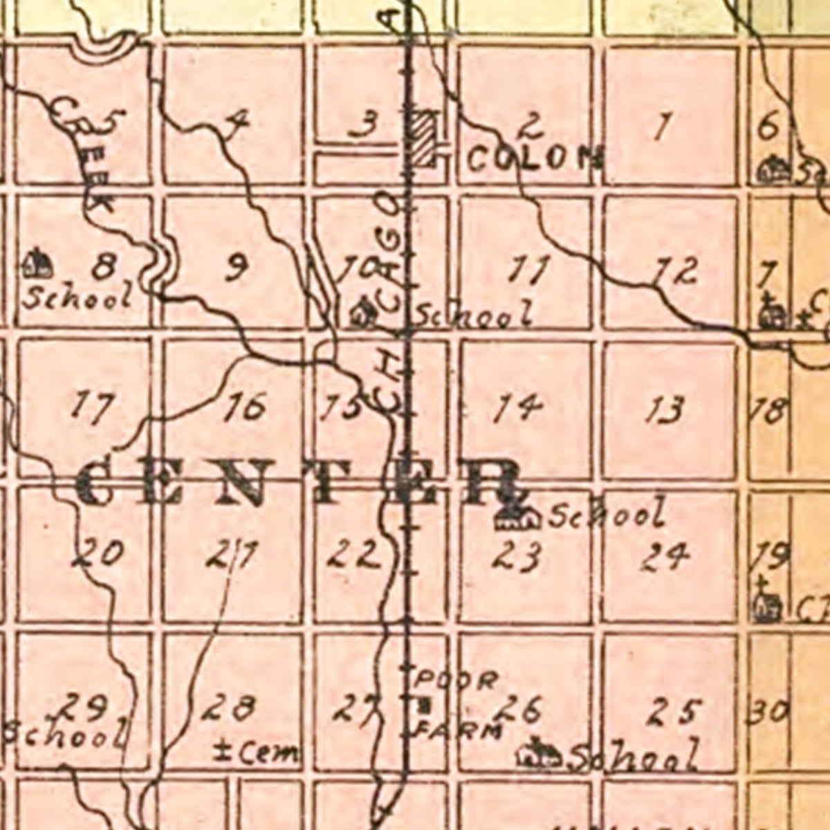 Restored historic details from the 1916 county map of Saunders County, Nebraska
