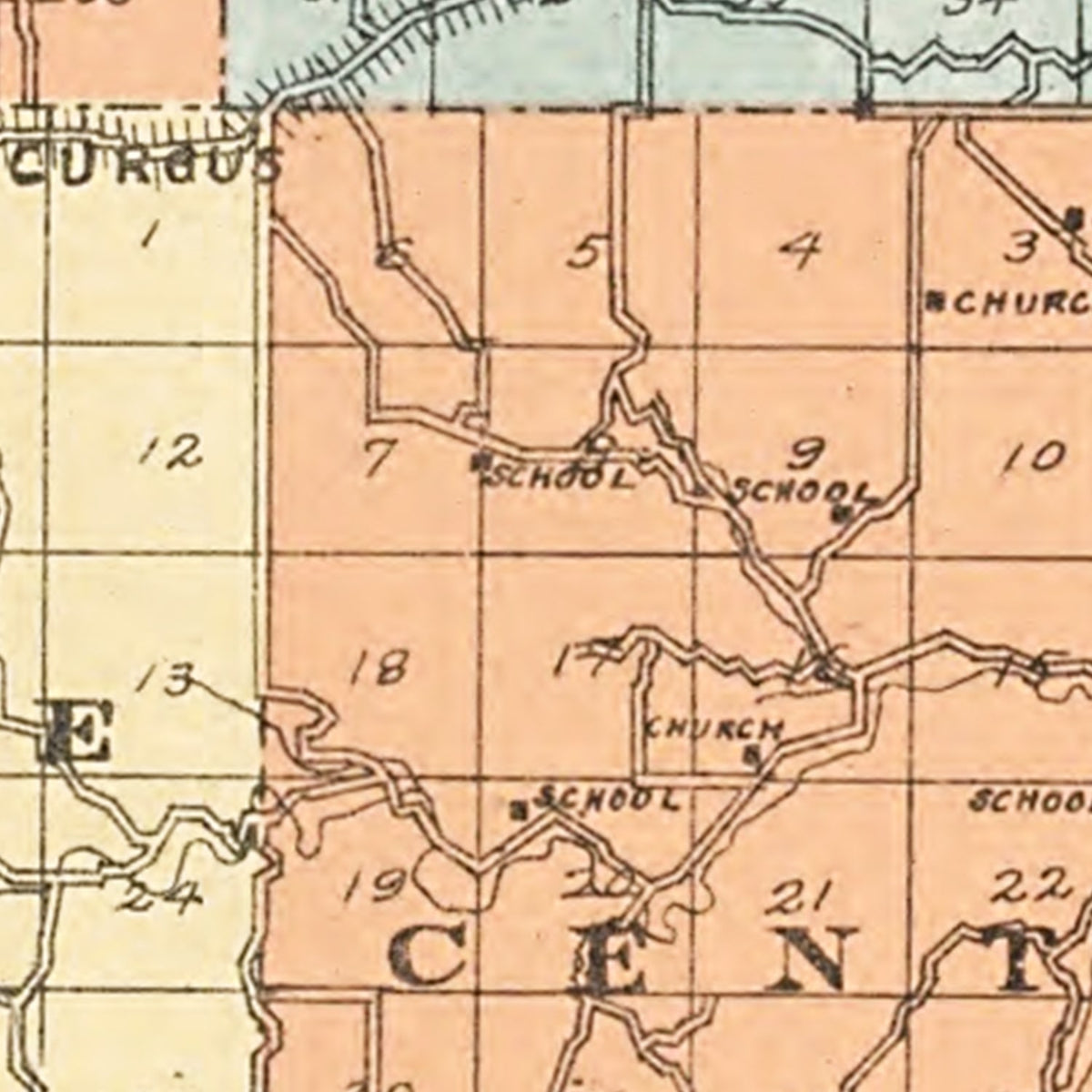 Restored historic details from the 1917 county map of Allamakee County, Iowa