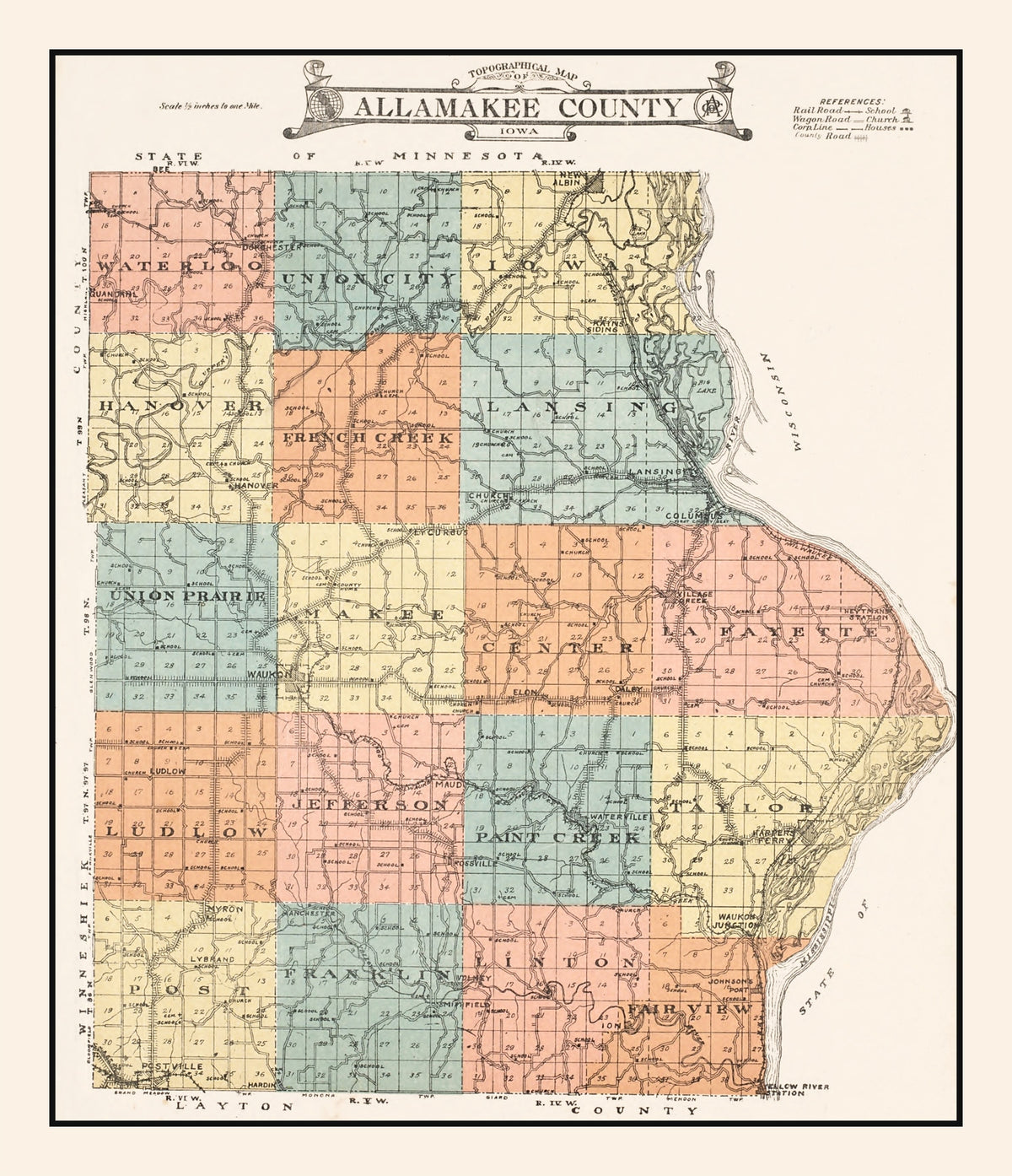 Preview of Vintage Map of Allamakee County, Iowa 1917