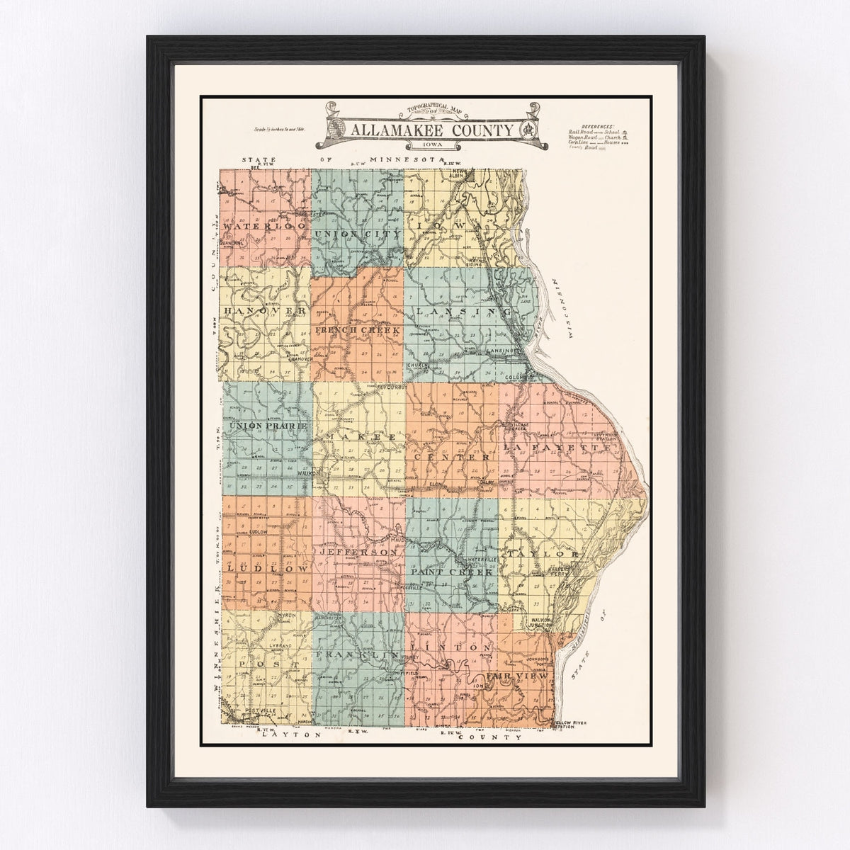 Allamakee County Vintage Map 1917