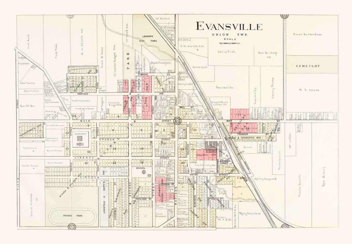 Preview of Vintage Map of Evansville, Wisconsin 1917