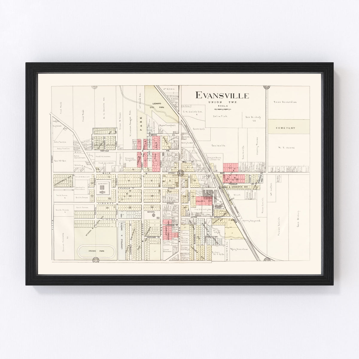 Evansville Vintage Map 1917