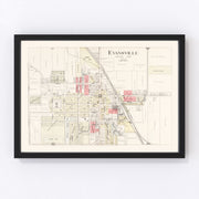 Evansville Vintage Map 1917