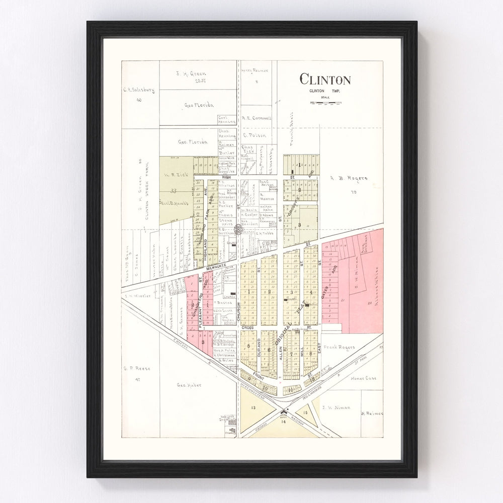 Clinton Vintage Map 1917
