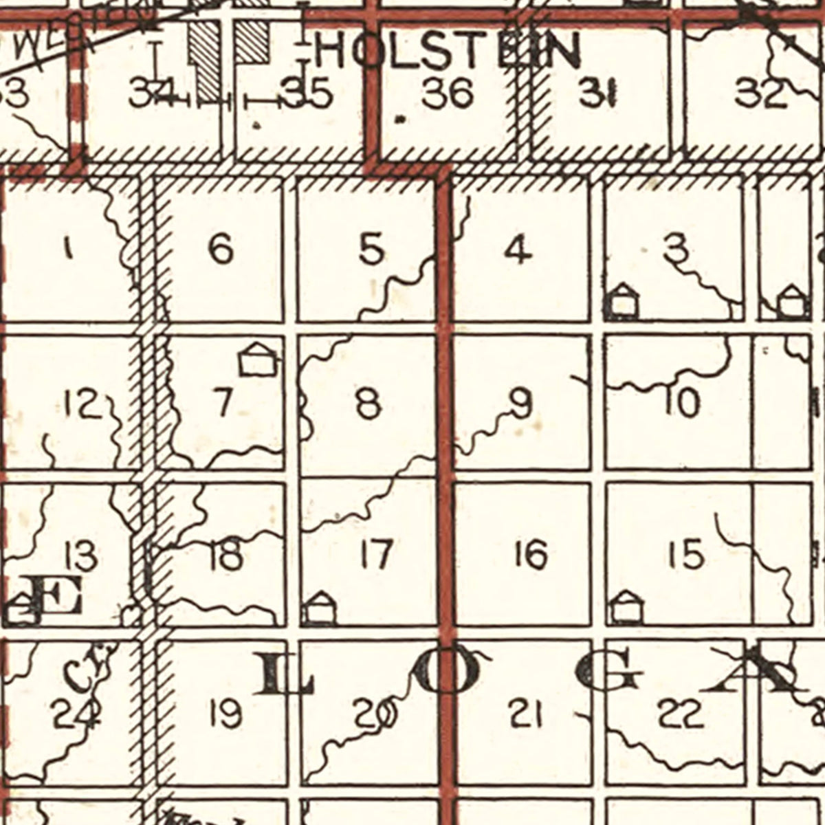 Restored historic details from the 1920 county map of Ida County, Iowa