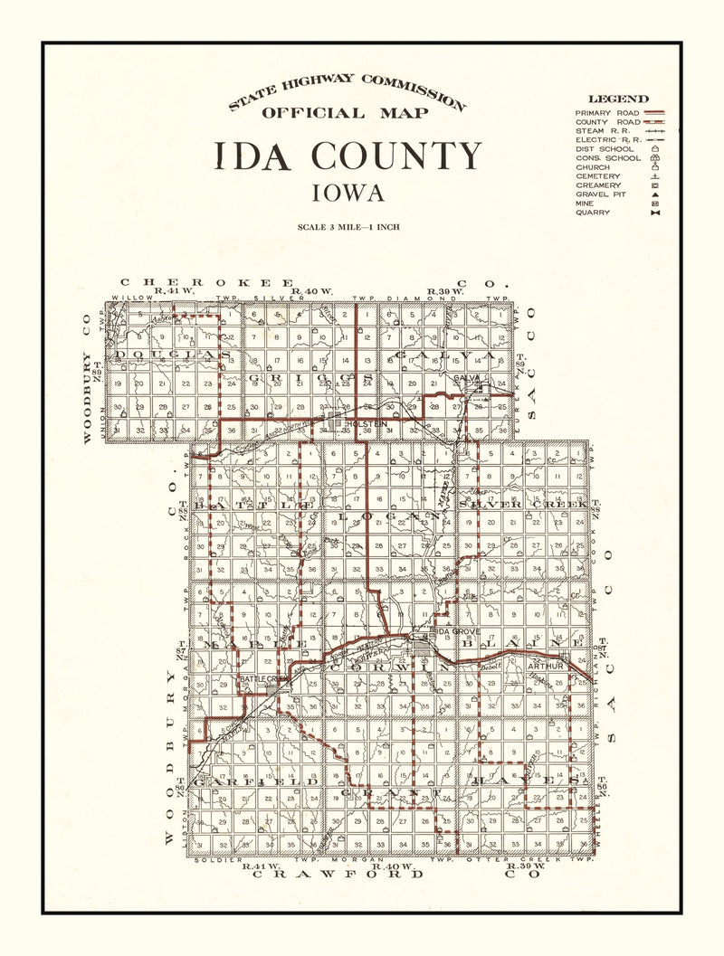Size comparison using Vintage Map of Ida County, Iowa 1920