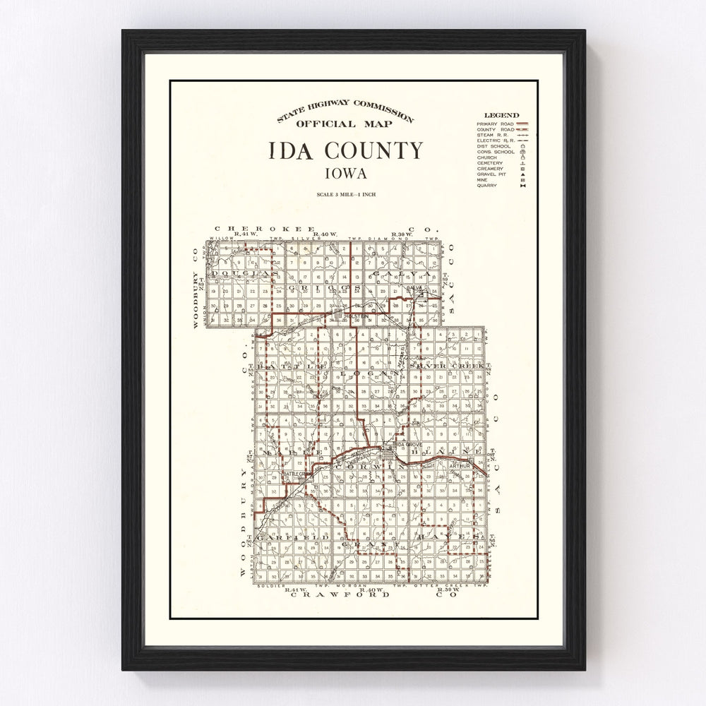 Ida County Vintage Map 1920