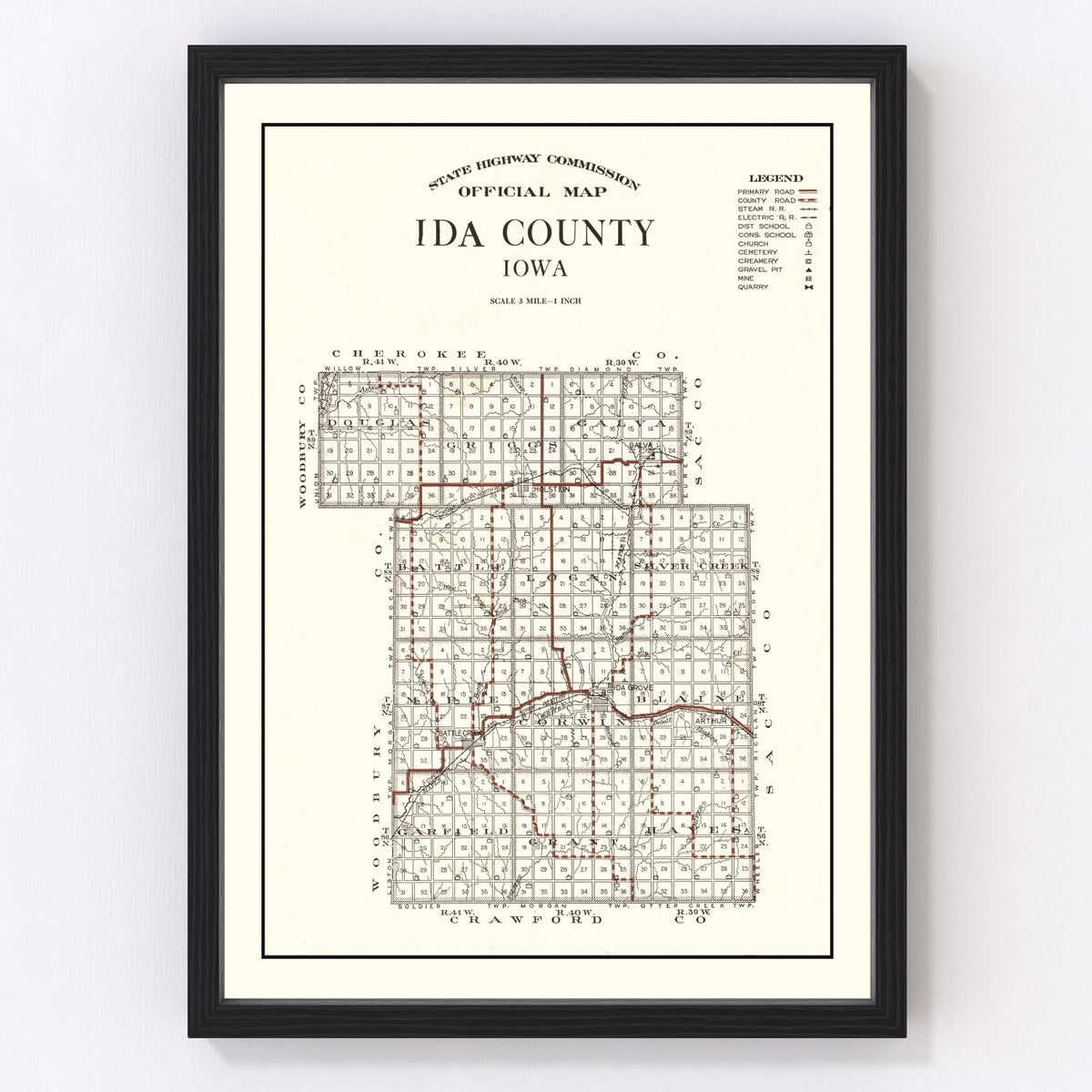 Ida County Vintage Map 1920