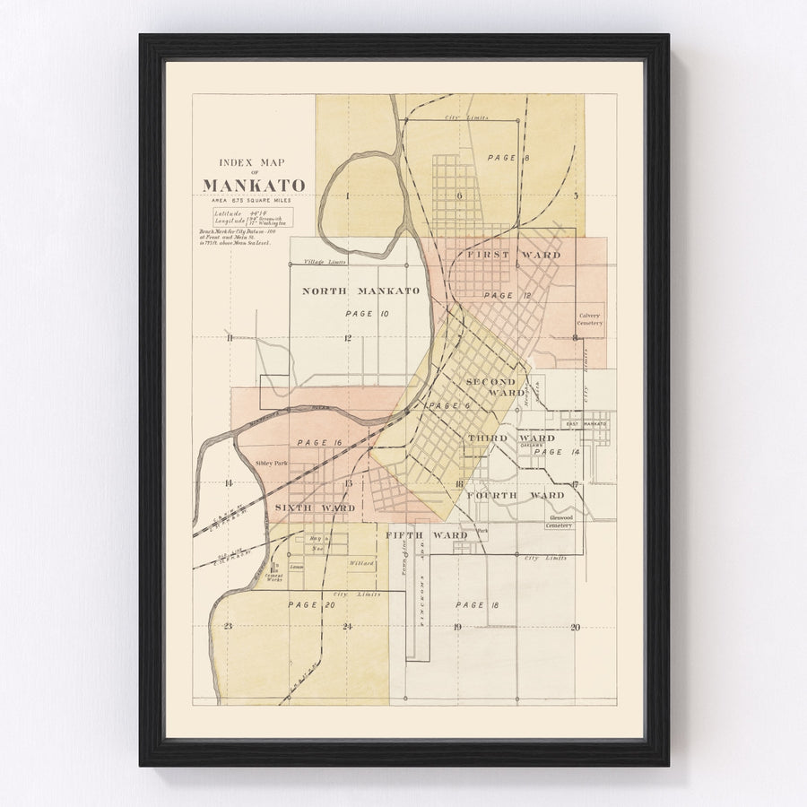 Mankato Vintage Map 1921