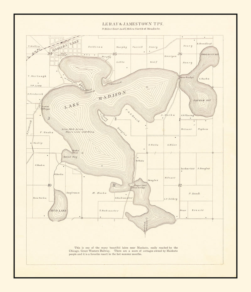 Size comparison using Vintage Lake Madison, MN Map 1921