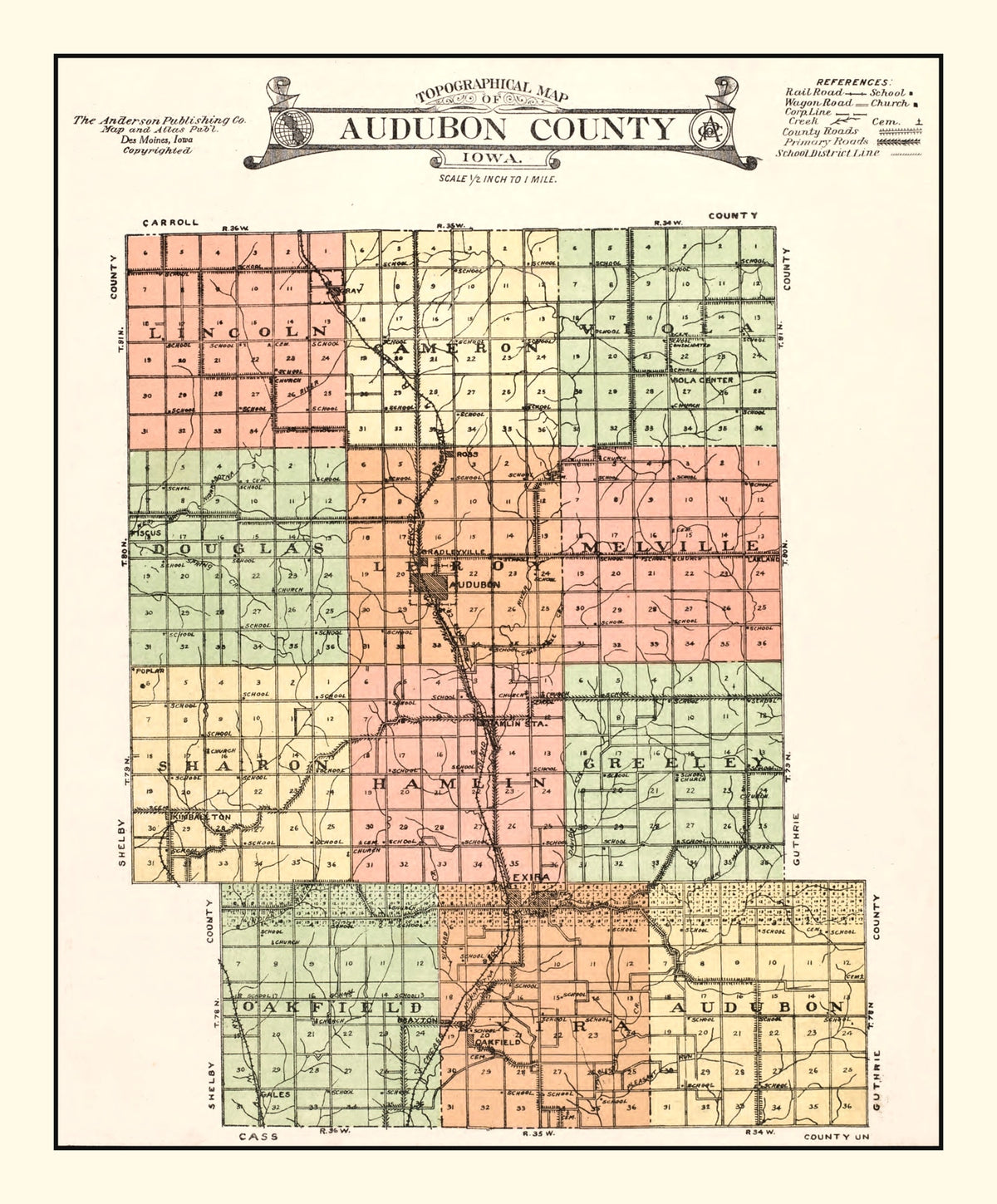 Preview of Vintage Map of Audobon County, Iowa 1921
