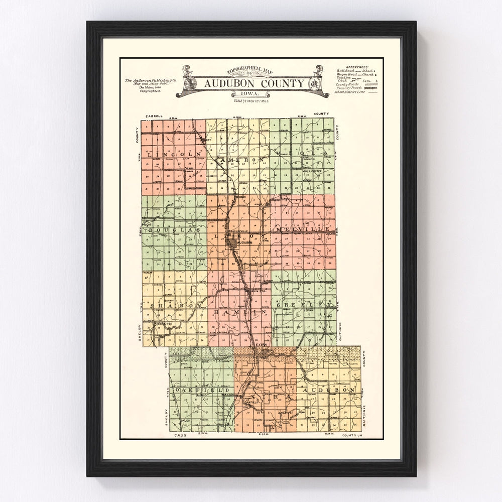 Audobon County Vintage Map 1921