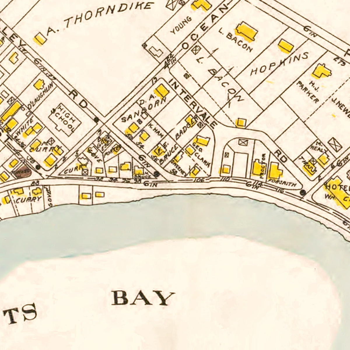 Restored historic details from the 1924 city map of Nahant, Massachusetts