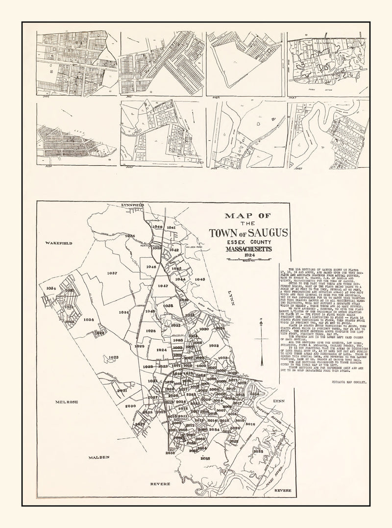 Size comparison using Vintage Map of Saugus, Massachusetts 1924