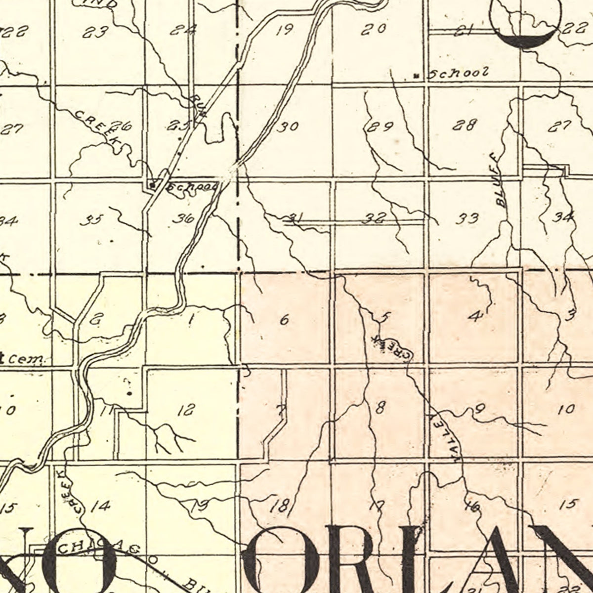 Restored historic details from the 1928 county map of Cheyenne County, Kansas