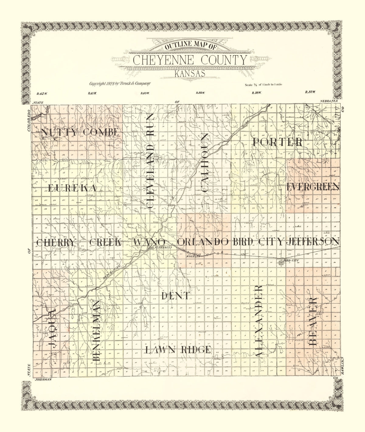 Preview of Vintage Map of Cheyenne County, Kansas 1928