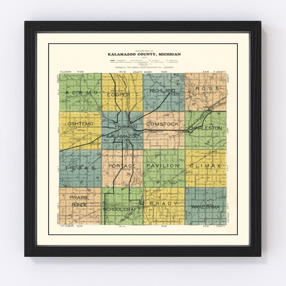 Kalamazoo County Vintage Map 1928