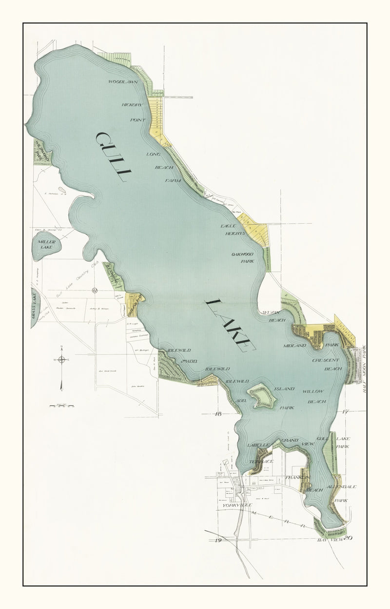 Size comparison using Vintage Gull Lake, MI Map 1928