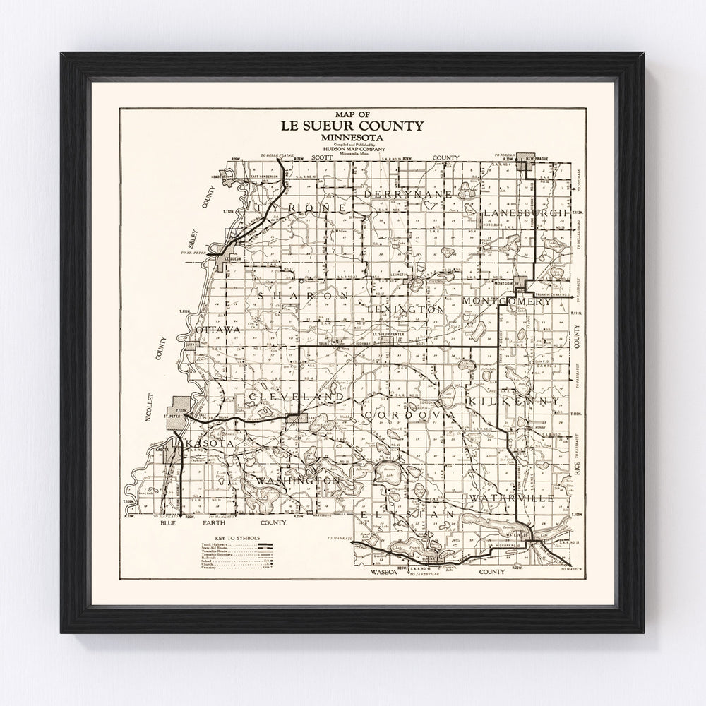 Le Sueur County Vintage Map 1928