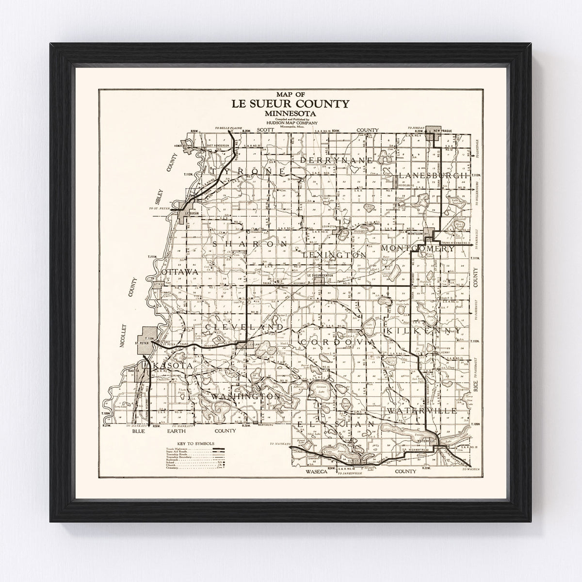 Le Sueur County Vintage Map 1928