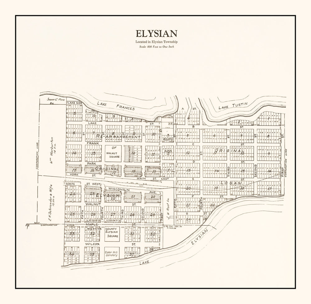 Vintage Map of Elysian, Minnesota 1928 print style example