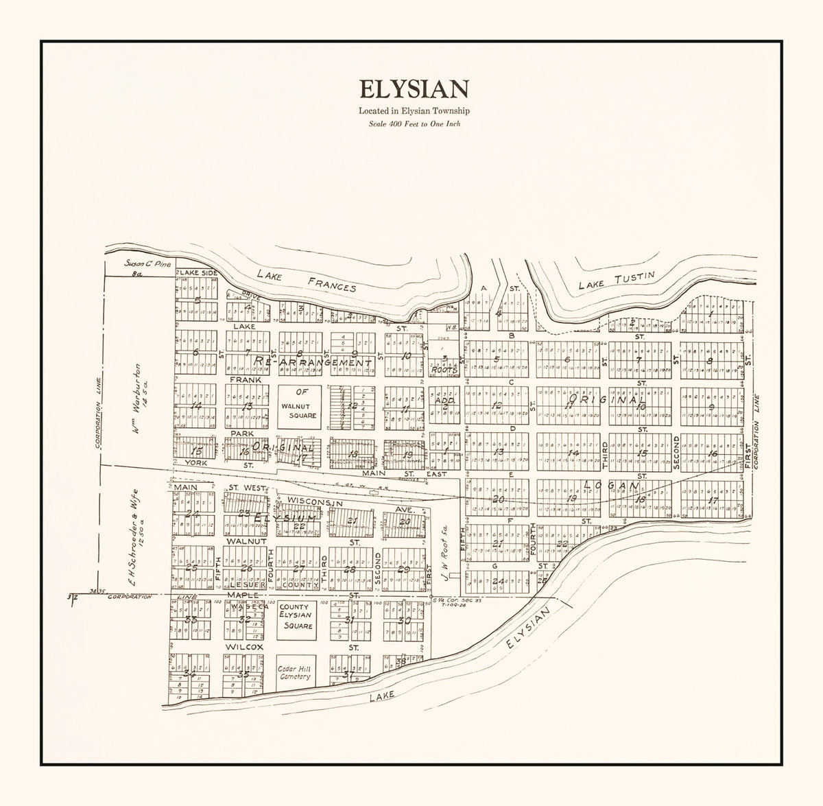 Preview of Vintage Map of Elysian, Minnesota 1928