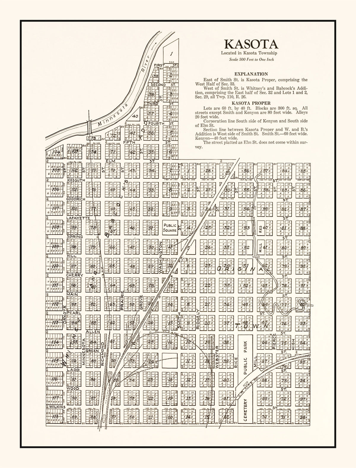 Preview of Vintage Map of Kasota, Minnesota 1928