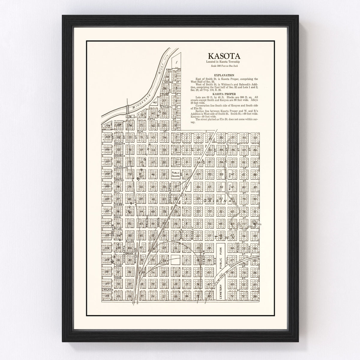 Kasota Vintage Map 1928