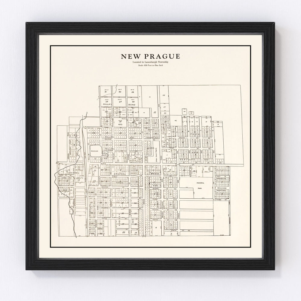 New Prague Vintage Map 1928