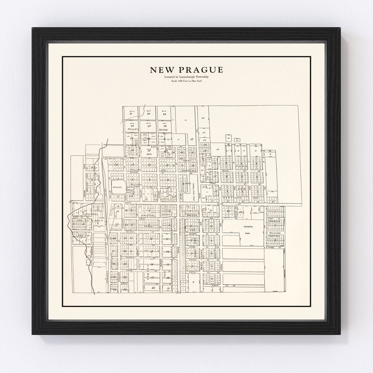 New Prague Vintage Map 1928