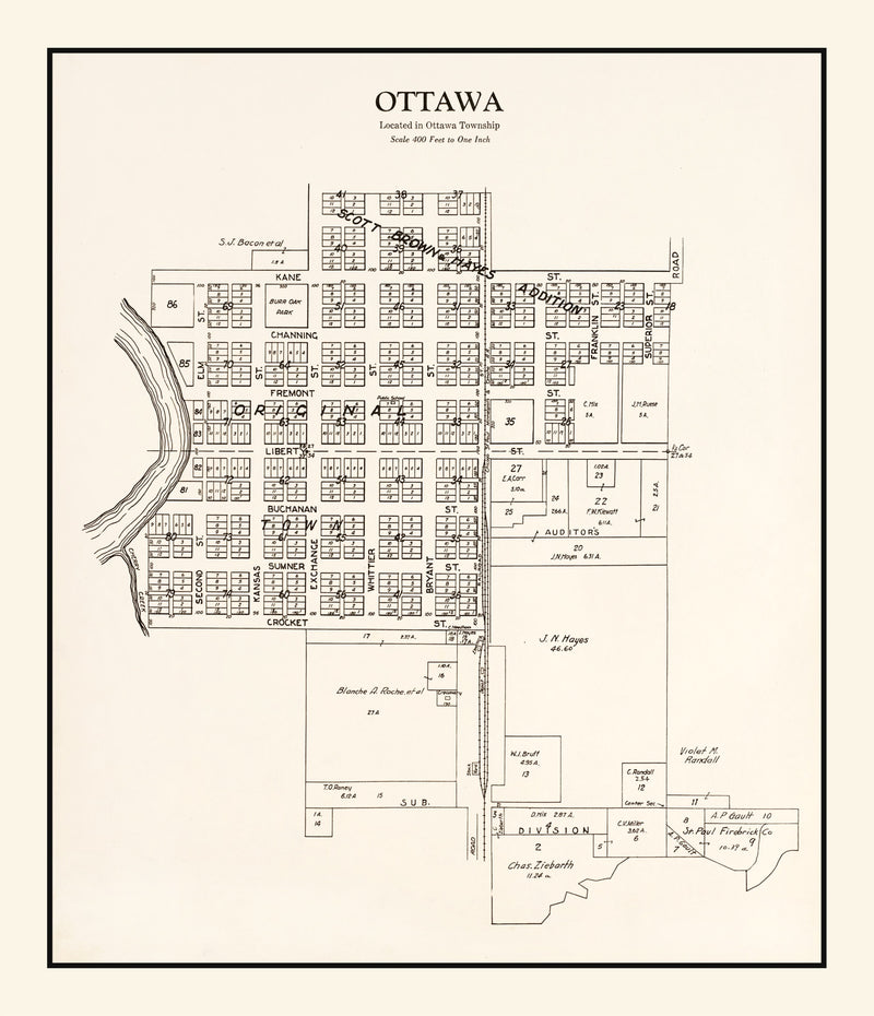 Size comparison using Vintage Map of Ottawa, Minnesota 1928