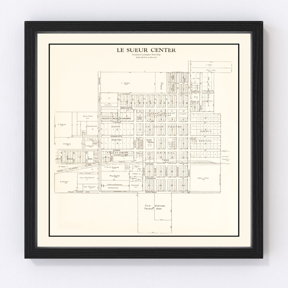 Le Sueur Center Vintage Map 1928