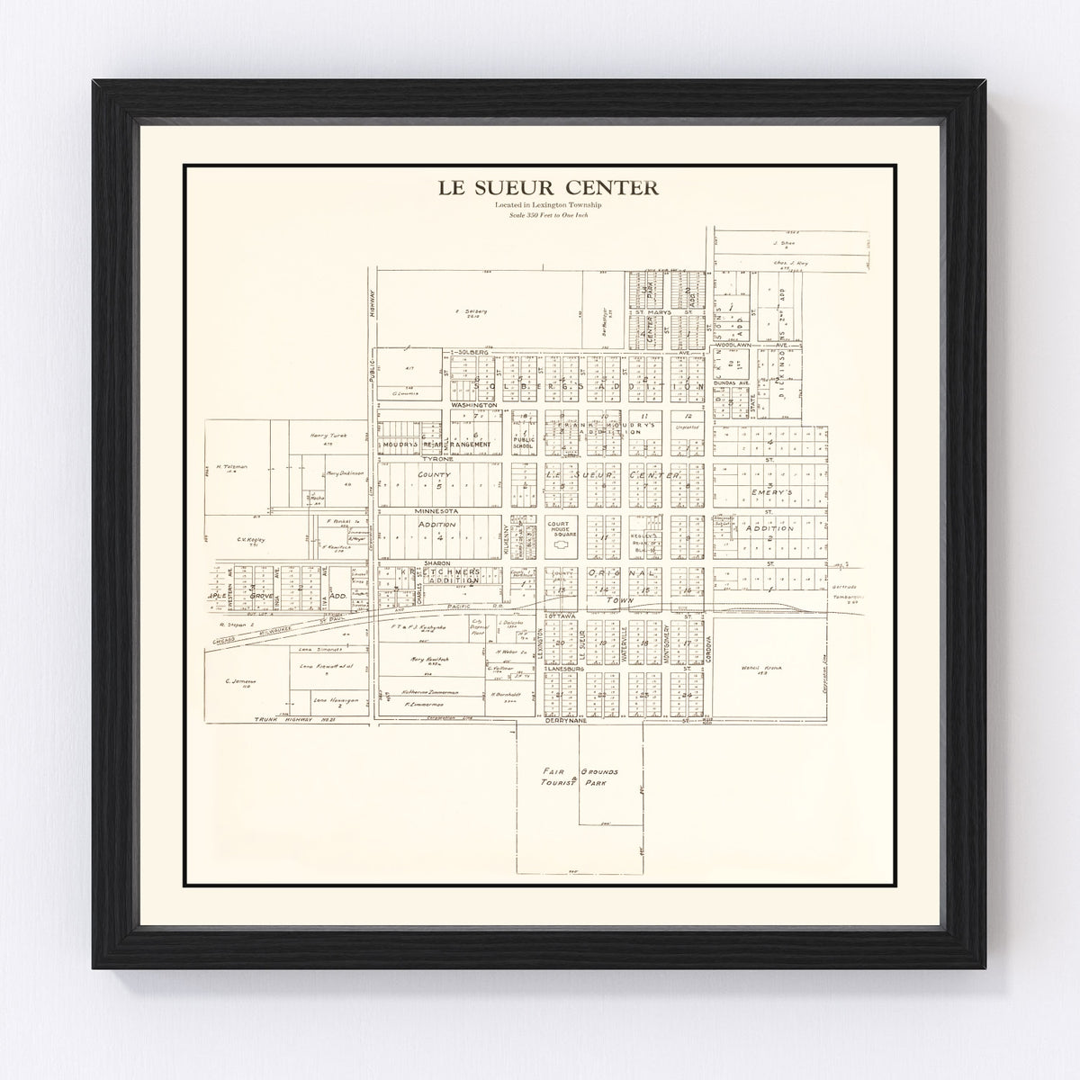 Le Sueur Center Vintage Map 1928