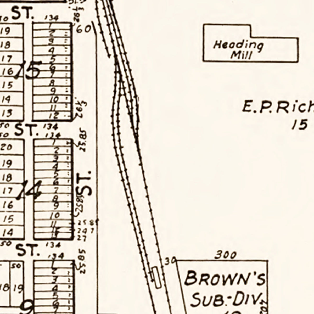 Restored historic details from the 1928 city map of Montgomery, Minnesota
