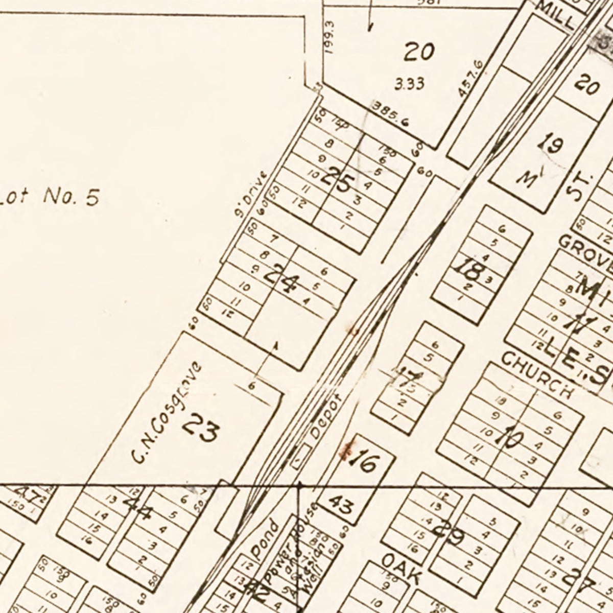 Restored historic details from the 1928 city map of Le Sueur, Minnesota