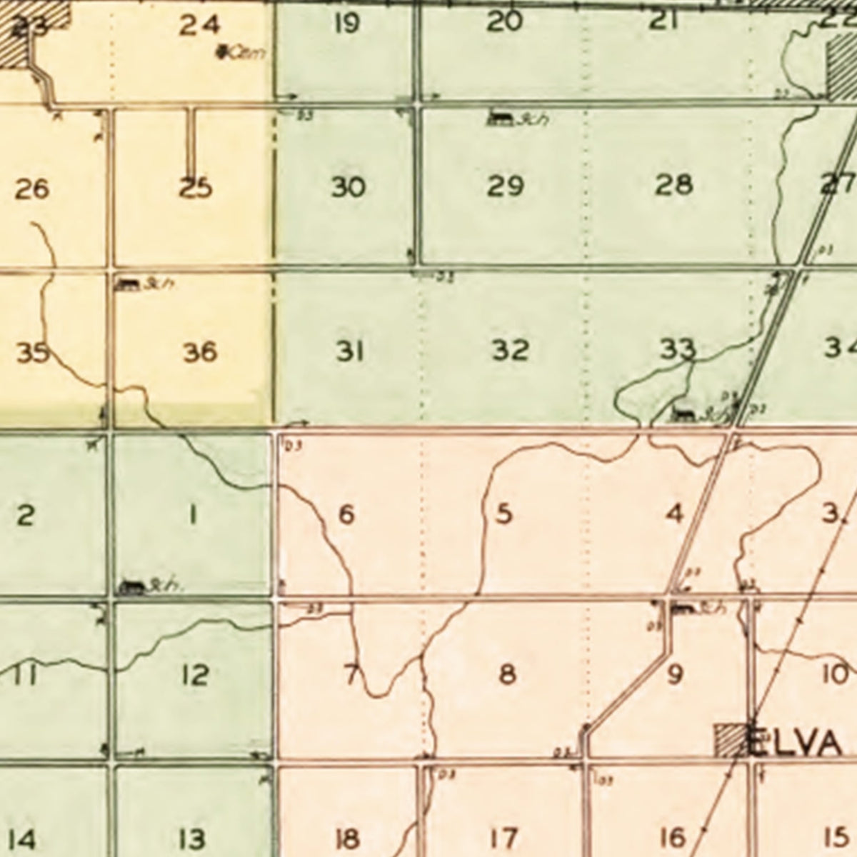Restored historic details from the 1929 county map of De Kalb County, Illinois