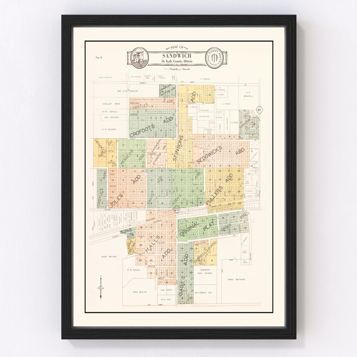 Sandwich Vintage Map 1929