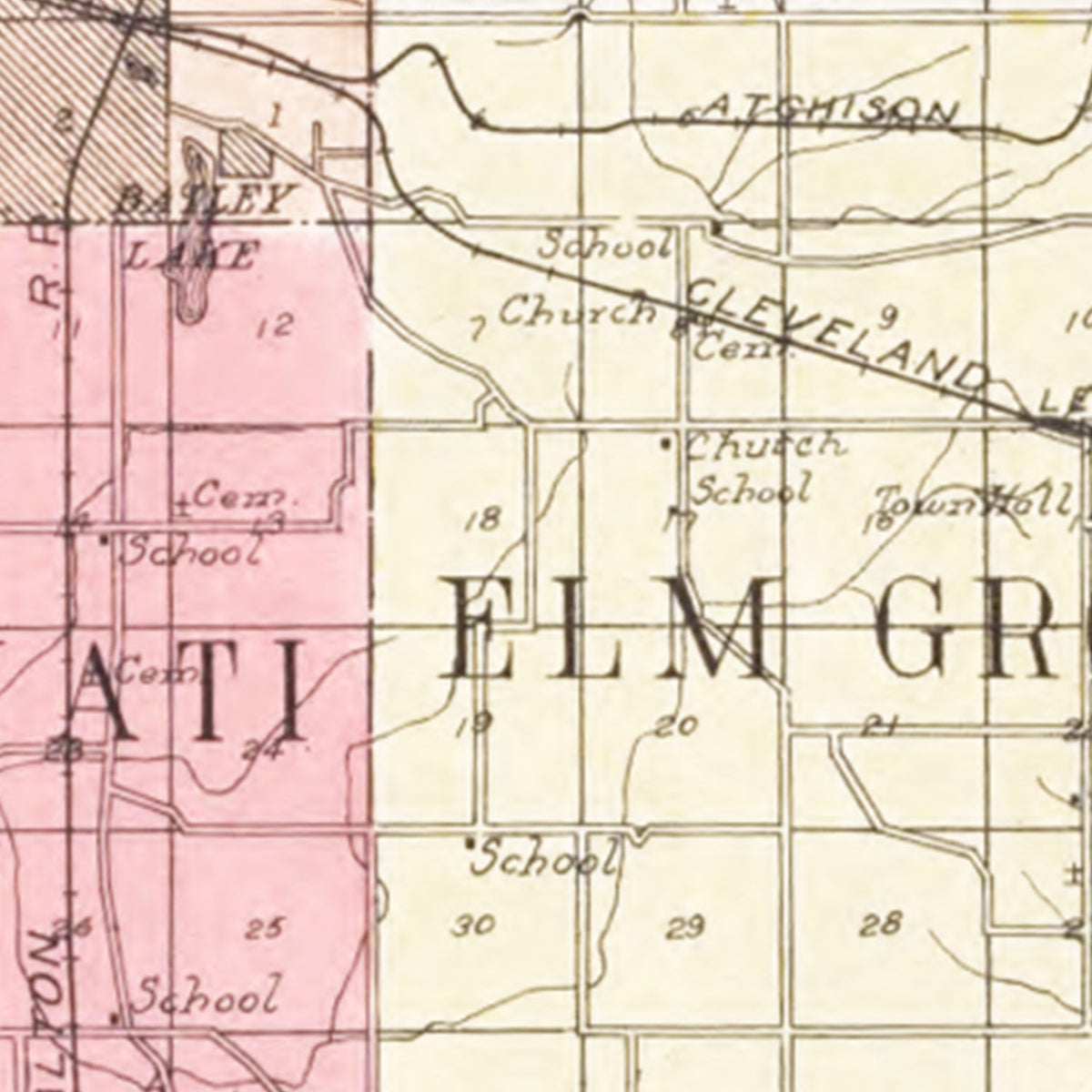 Restored historic details from the 1929 county map of Tazewell County, Illinois
