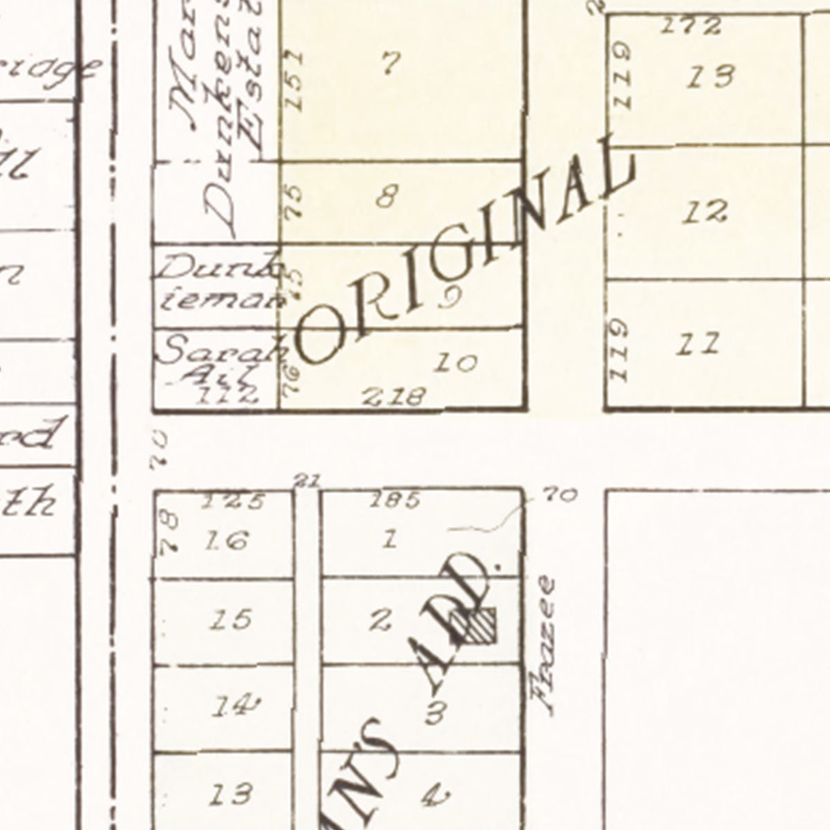 Restored historic details from the 1929 city map of Green Valley, Illinois