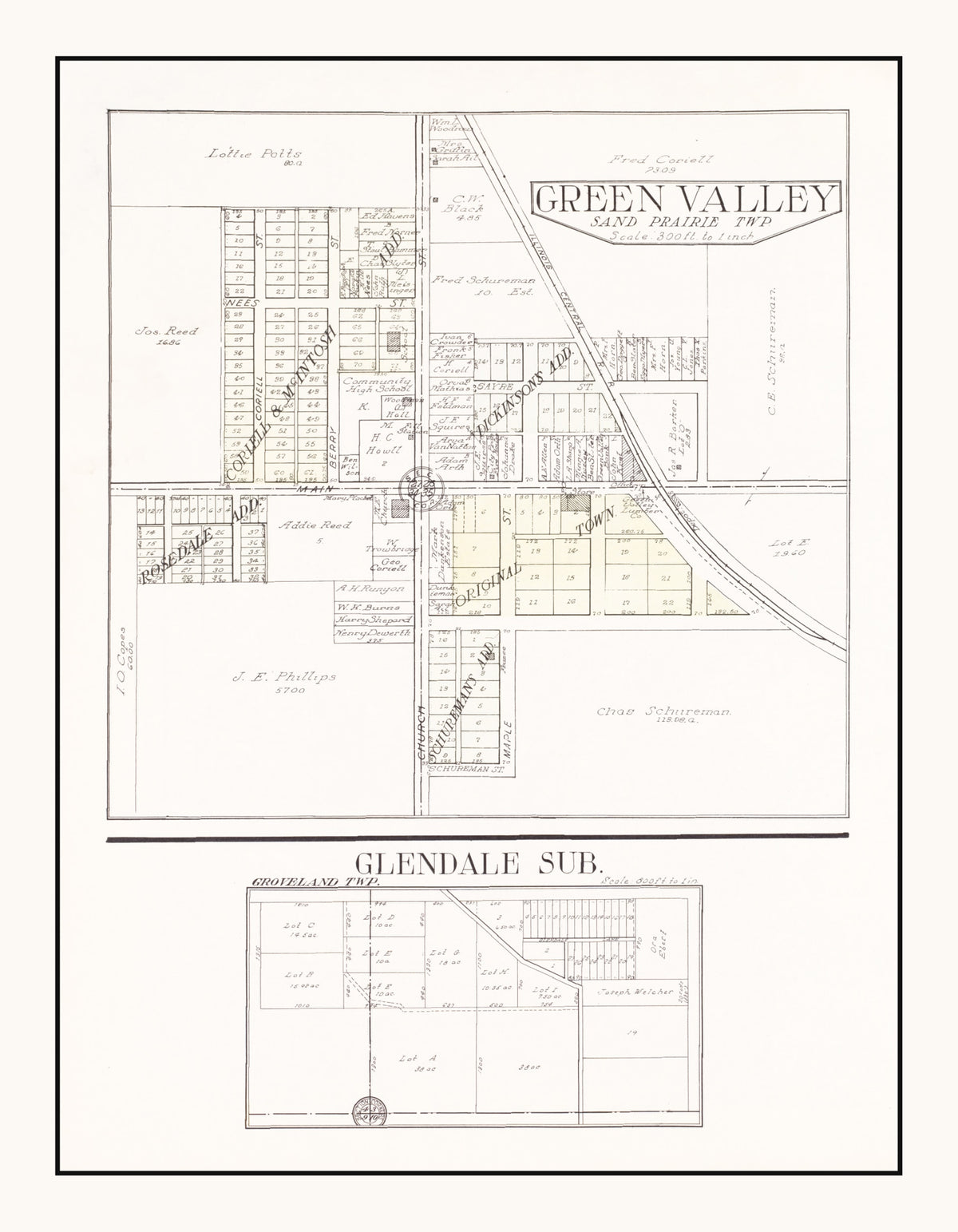 Preview of Vintage Map of Green Valley, Illinois 1929
