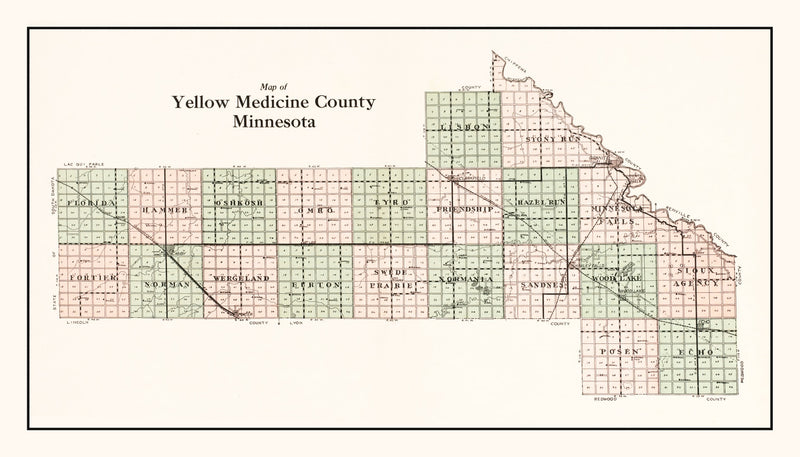 Size comparison using Vintage Map of Yellow Medicine County, Minnesota 1929
