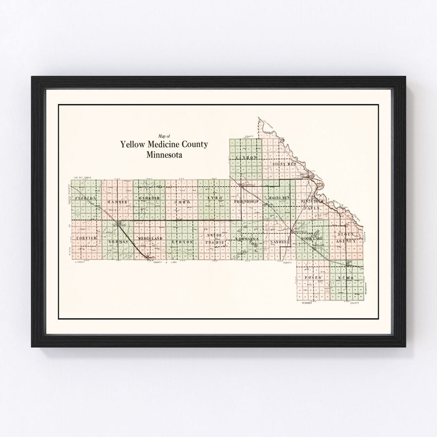 Yellow Medicine County Vintage Map 1929