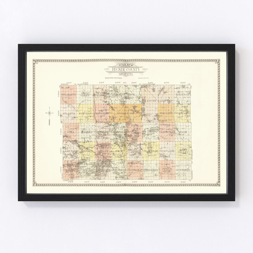 Becker County Vintage Map 1929