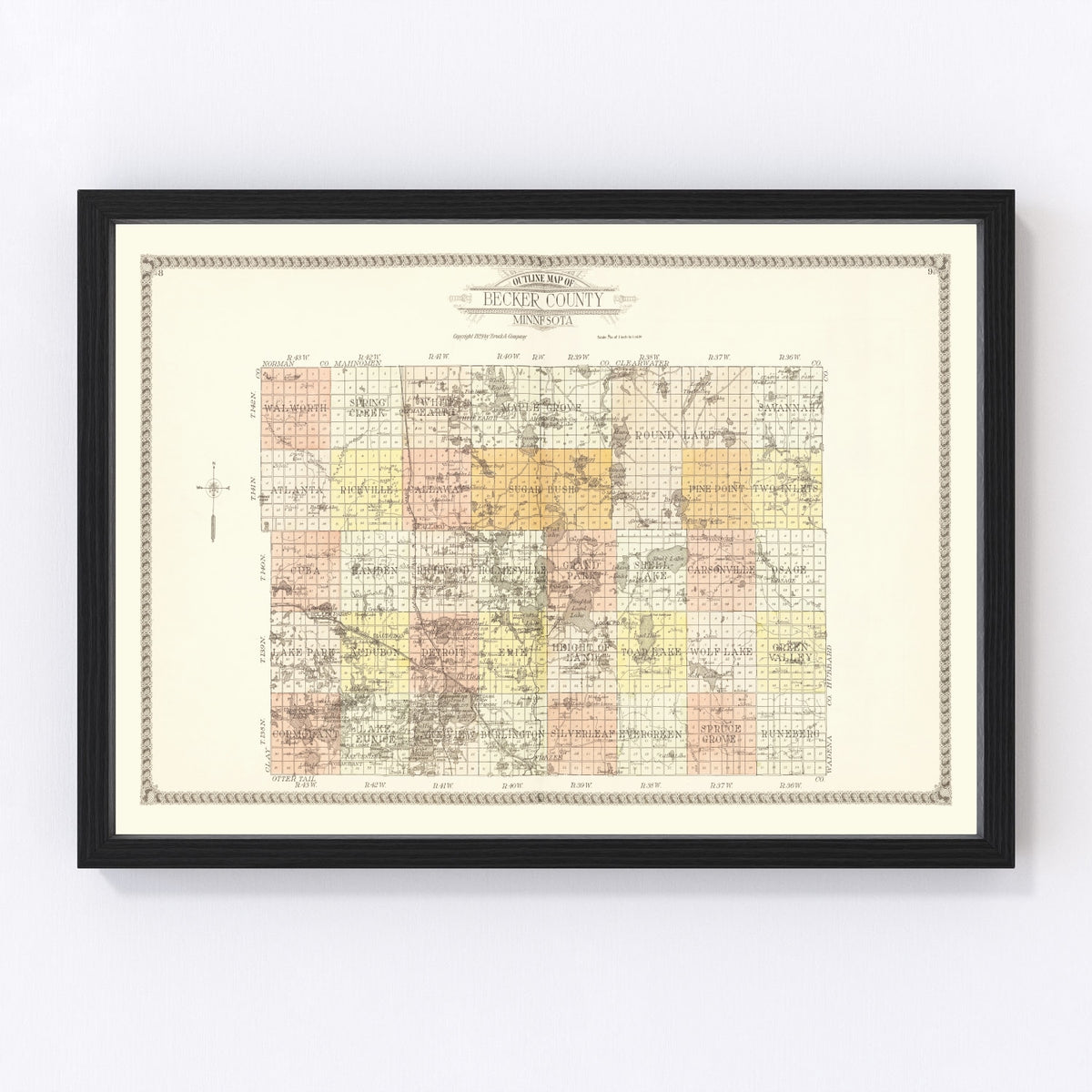 Becker County Vintage Map 1929