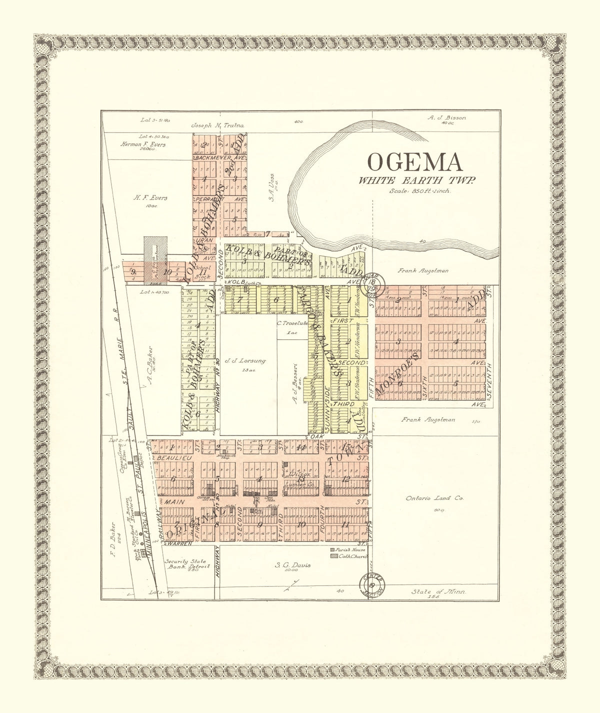 Preview of Vintage Map of Ogema, Minnesota 1929