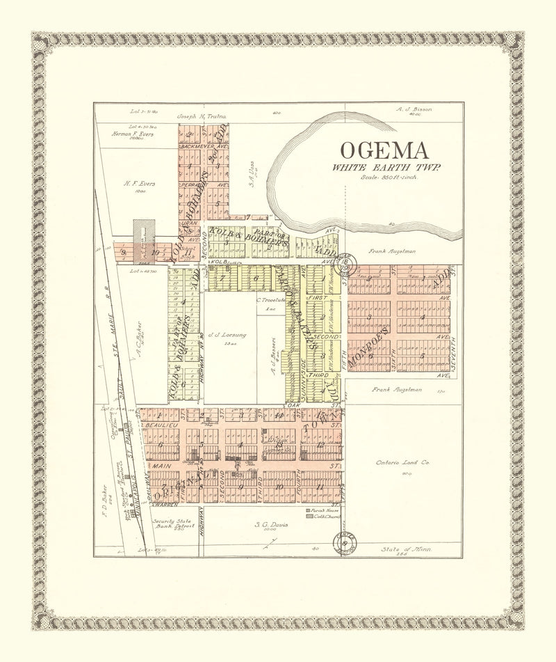 Size comparison using Vintage Map of Ogema, Minnesota 1929