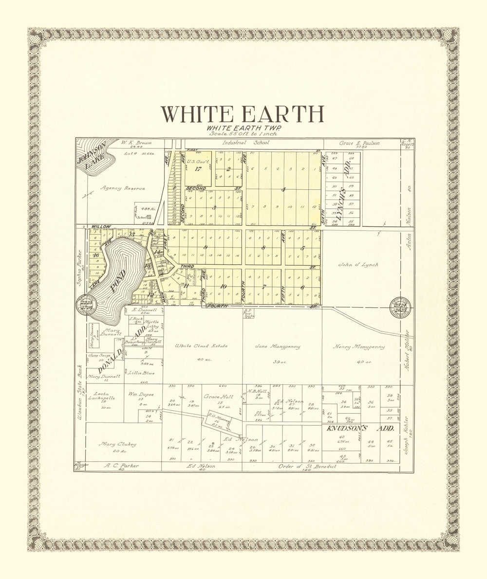 Vintage Map of White Earth, Minnesota 1929 print style example