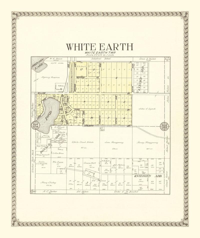 Size comparison using Vintage Map of White Earth, Minnesota 1929