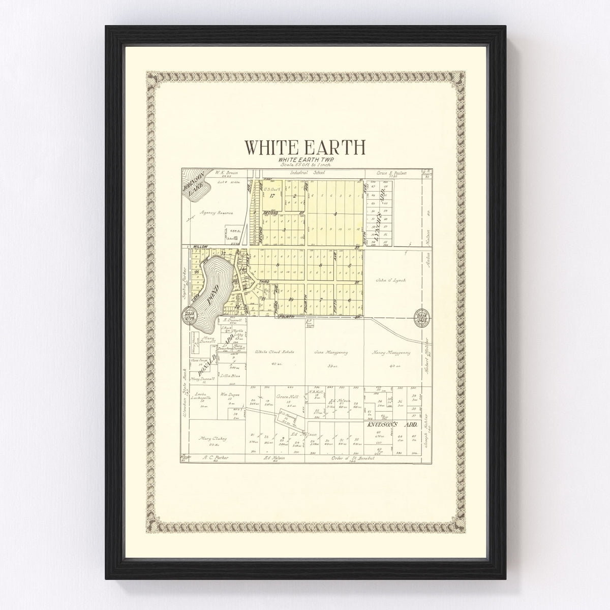 White Earth Vintage Map 1929